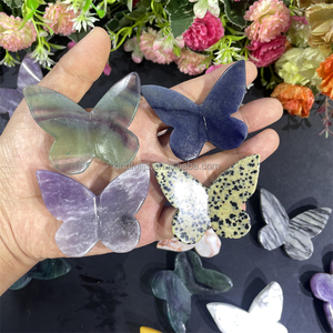 Hỗn hợp <span class=keywords><strong>3D</strong></span> pha lê bướm chữa bệnh tự nhiên đá fluorite bướm khắc cho trang trí nội thất - Product Image 2