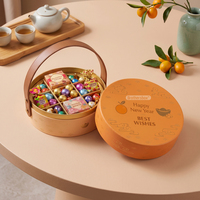 Emballage rigide personnalisé de luxe pour le Nouvel An chinois, chocolat, bonbons, boîte rigide avec couvercle fait main et poignée en cuir, recyclable