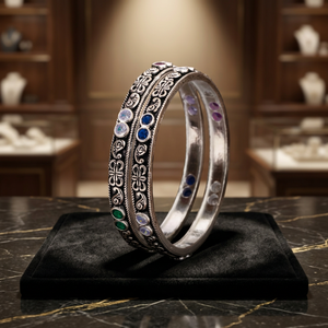 Elegant Women's Trendy Sterling Silver Oxidized <b>Bangle</b> 49.7g 92.5% Purity Accessory - Product Image 3