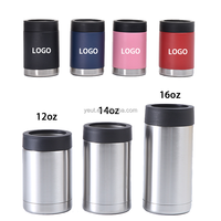 Refroidisseurs de canettes de bière isothermes à double paroi en acier inoxydable de 375 ml avec logo personnalisé, supports de seau à glace pour canettes australiennes