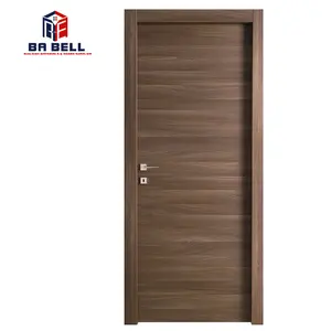 आधुनिक डिजाइन अखरोट लकड़ी त्वचा ध्वनि सबूत बेडरूम सरल लकड़ी के दरवाजे अधूरा Mdf स्विंग लकड़ी लिबास आंतरिक दरवाजे