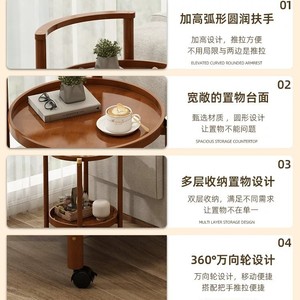 Mesa de centro móvil, mesa auxiliar para sala de estar con ruedas, mesita de noche, carrito, estante de almacenamiento, mesa redonda de estilo nuevo para balcón - Product Image 2