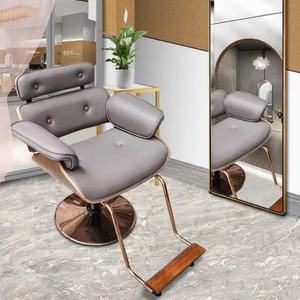 Fauteuil de barbier de luxe avec garniture dorée, cuir noir, 360° °   Réglable en hauteur et rotatif pour salon ou changeur de vitesse - Product Image 6