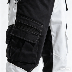 Ensemble haut court et pantalon cargo bicolore noir et blanc pour femme, <span class=keywords><strong>tenue</strong></span> de danse K-Pop pour spectacle sur scène, ensemble 2 pièces - Product Image 4