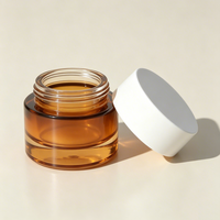 Set Botol Kaca Gradasi Amber Botol Kosong Tutup Putih Logo Kustom Berbagai Ukuran untuk Lotion Serum Krim