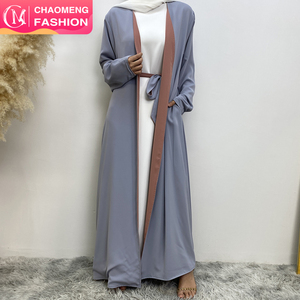 1991 # çarpıcı geri dönüşümlü açık Abaya yan cepler ile düz renk her iki taraf giyen müslüman kadın hırka 5 renkler - Product Image 1