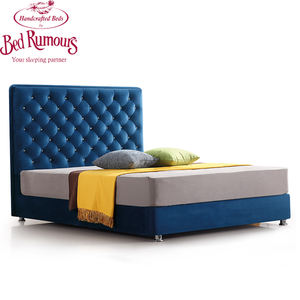 סיטונאי מרופד ראש המיטה מלכת מלך גודל קטיפה עור מיטת מסגרת עם מזרן - Product Image 4