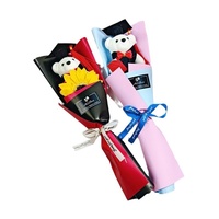 Kotak Hadiah Buket Bunga Matahari Buatan Tangan Desain Beruang PhD Beruang Es - Produk Jadi untuk Natal Hari Guru Wisuda