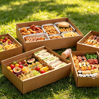 Boîte à emporter en papier kraft brun recyclable avec fenêtre, impression personnalisée pour boulangerie, pâtisserie, dessert, sandwich, sushi, emballage