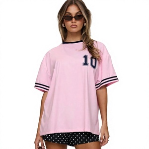 Factory Direct Women's Casual Sports T Shirt Soft Cotton Blend Oversized Fit Custom Printing Embroidery Private <b>Label</b> - Product Image 1