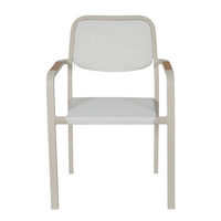 Chaise de salle à manger d'extérieur moderne avec structure en aluminium, tissu Teslin, fauteuil empilable avec accoudoirs imitation bois pour patio, jardin, café