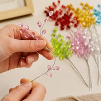 Tige de fleur en perles acryliques multicolores, branche en cristal faite à la main pour arrangement de vase, décoration de mariage, fête, maison, vente en gros