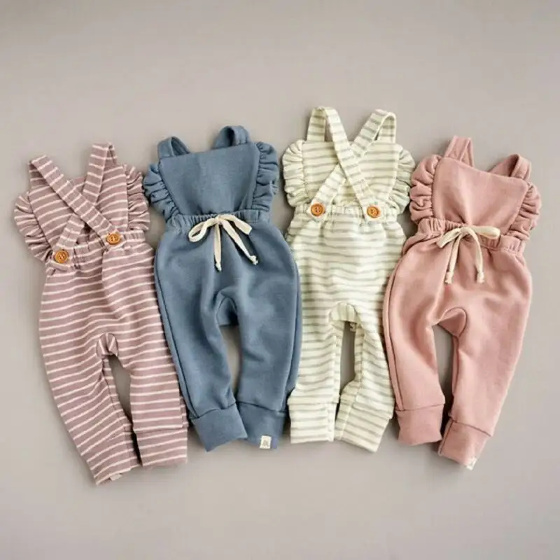 Summer Baby Girls Romper Children Overalls Kids Lace up Jumpsuit Casual OEM Service Sleeveless Knitted Summer Clothes for Baby