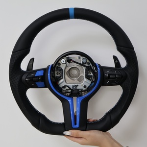 Volant en cuir personnalisé avec garniture rouge et bleue pour <span class=keywords><strong>BMW</strong></span> F10 F11 F22 F30 F20 F15 F16 F02 F80 F45 E90 E70 E92 - Product Image 2
