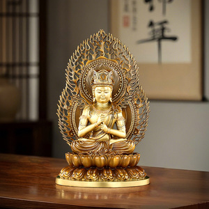 Statue de Bouddha Vairocana en laiton de 6 pouces, faite à la main, décoration d'intérieur, cadeau artisanal pour le salon - Product Image 2