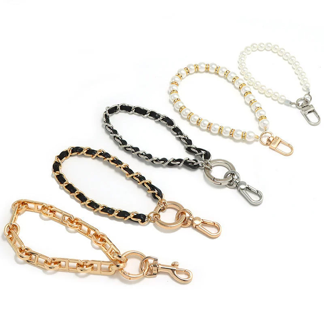 Assorted Cute MetalPhone Lanyards Little Style Leather-Woven Straps Sparkling Rhinestone & Pearl Chains Mobile Phone Strap 30cm