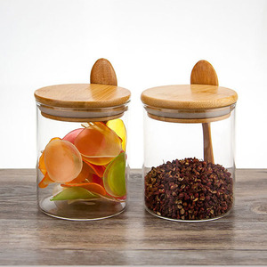 Frasco <span class=keywords><strong>de</strong></span> vidrio <span class=keywords><strong>de</strong></span> borosilicato alto con tapa <span class=keywords><strong>de</strong></span> madera y cuchara Frascos <span class=keywords><strong>de</strong></span> almacenamiento <span class=keywords><strong>de</strong></span> organización <span class=keywords><strong>de</strong></span> <span class=keywords><strong>cocina</strong></span> herméticos con cuchara - Product Image 5