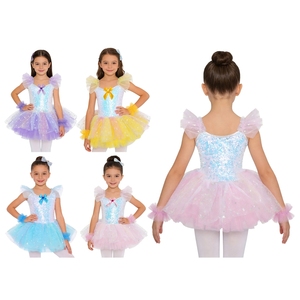 Robe de danse de ballet en tulle pour filles de 2 à 14 ans, avec accessoires de tête, manchettes et broche nœud, pour spectacles sur scène, gymnastique et fêtes - Product Image 1