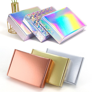 Biểu tượng tùy chỉnh laser bưu phẩm hộp giấy Holographic Laminate vận chuyển Hộp Quà Tặng bưu kiện hộp giao hàng cho quần áo nến Tóc Giả mỹ phẩm - Product Image 5