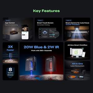 Graveur laser Creality Falcon A1 Pro 20W avec écran tactile, mise au point automatique, machine entièrement fermée - Product Image 5