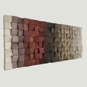 Büyük geometrik mozaik ahşap oyma duvar dekor ahşap sanat parçası heykel yapıt rustik ahşap mozaik boyama duvar sanatı asılı - Product Image 3