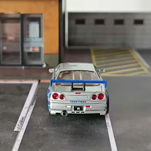 KOD GFCC 1:64 <span class=keywords><strong>GTR</strong></span> <span class=keywords><strong>R34</strong></span> Nouvelle édition limitée d'exposition, modèle de voiture en alliage sans batterie - Product Image 5
