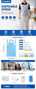KANGLE Factory Directly Disposable Lightweight HDPE/LDPE Waterproof Sleeveless Apron High Quality Plain Style <b>Pockets</b> Daily Use - Product Image 2