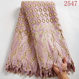 Tissu en dentelle cordée africaine Guipure Dubaï 2021, broderie soluble dans l'eau de haute qualité, tissu en dentelle cordée douce pour robe de soirée 2547 - Product Image 5