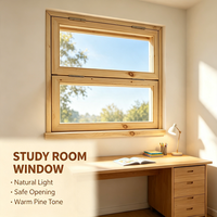 Solid Pine Vertical Folding Window up Down Fold Timber Window for Cafe Shop Counter Opening