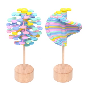Bâtonnet de sucette en bois en forme de feuille, rotatif en spirale, anti-stress, décompression, jouets sensoriels pour besoins spéciaux, décoration de la maison - Product Image 1