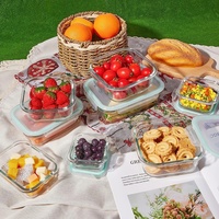 Boîtes de conservation alimentaire en verre pour préparation de repas, hermétiques, type bento, pour collations et déjeuner, avec couvercles verrouillables anti-fuite