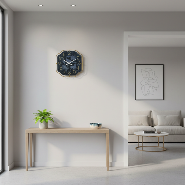 Clock Wall Modern Wholesale Entryway Indoor 60.96*5.08*60.96CM Roman Numeral Wooden Wall Clock With Metal Frame