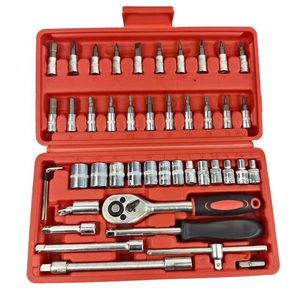 46-Pieces 1/4 Inch Drive <b>Socket</b> <b>Ratchet</b> Wrench Set Metric Bit <b>Socket</b> Extension Bar Hand Tools Case Pack - Product Image 6