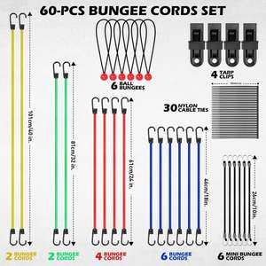 Juego de 60 Cuerdas Elásticas Multifuncionales para Exteriores y Hogar - Product Image 3
