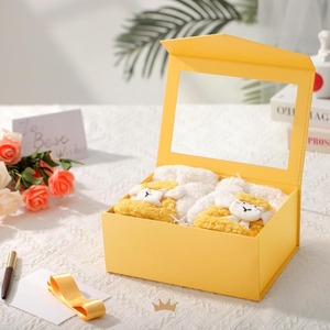 Caja de regalo amarilla con tapa y ventana, caja de regalo transparente, con cinta, caja para propuesta de dama de honor, se puede personalizar - Product Image 2