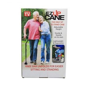 Ezup Cane Folding Aluminum Alloy Adjustable Height Anti Slip Walking <b>Stick</b> For Seniors With Curved Handle And Knee Bar Support - Product Image 4
