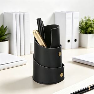 Foldable <b>Pen</b> Organizer Faux Leather Roll-Up <b>Pen</b> Holder Portable Desk Organizer for Office School - Product Image 3