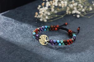 7 จักระคริสตัลสร้อยข้อมือ Reiki จักระหินลูกปัดความวิตกกังวลเสน่ห์โชคดีปรับสร้อยข้อมือถักของขวัญทางจิตวิญญาณ - Product Image 3