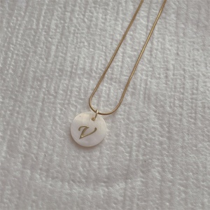 Custom Shell Letter Necklace Gold Initial Letter Dangle <b>Charms</b> Necklace - Product Image 6