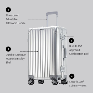 Maleta <span class=keywords><strong>de</strong></span> <span class=keywords><strong>Viaje</strong></span> Rígida <span class=keywords><strong>de</strong></span> Aleación <span class=keywords><strong>de</strong></span> Aluminio y Magnesio con Logotipo Personalizado, Duradera, con Candado TSA007, Elegante Maleta <span class=keywords><strong>de</strong></span> Aluminio - Product Image 2