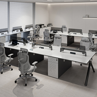 Ensemble de bureau et chaises minimalistes pour 4 et 6 personnes avec fonction de rangement au design moderne