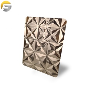 BCL013 201 304 316 זהב חותמת דפוס מראה מלוטש 3d קיר דקורטיבי פנל מרוקע בולט נירוסטה גיליון - Product Image 3