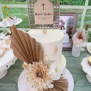 Artesanías grabadas, adorno para pastel <span class=keywords><strong>de</strong></span> primera comunión, corte láser, adorno para pastel <span class=keywords><strong>de</strong></span> bautismo arbolado con <span class=keywords><strong>palabras</strong></span> <span class=keywords><strong>de</strong></span> bendición <span class=keywords><strong>de</strong></span> <span class=keywords><strong>Dios</strong></span> - Product Image 3