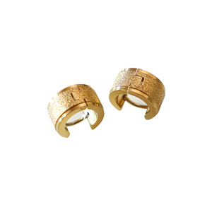 Fashion Cuff Earrings Gold Geometric Shape Wide Titanium Steel Frosted Design Unisex Style Minimalist High-End Jewelry - Product Image 5