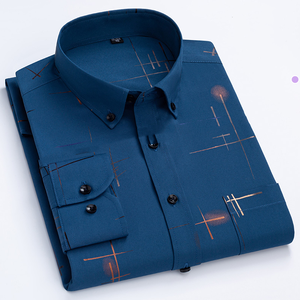 Camisa de Manga Larga para Hombre con Estampado Personalizado en Caliente, Resistente a las Arrugas, Elástica, de Negocios, a Cuadros Grandes - Product Image 5
