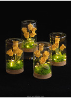 Crochet Lily Valley Fleurs Verre Dôme LED Préservé Pâques Fête des Mères Noël Halloween Décoratif En Pot Fleurs Tricoté
