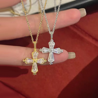 Nouveau collier pendentif en argent S925 pour femme, motif croix iris, polyvalent, exquis, bijoux de mariage de haute qualité, vente en gros