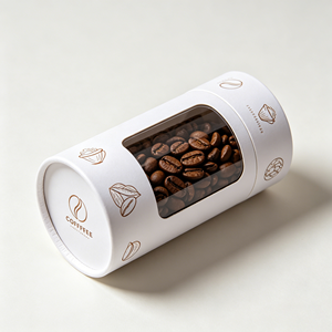 Matte Lamination Cylindrical Paper Box Transparent Window Recyclable Tube Coffee Bean <b>Container</b> For Shop - Product Image 6