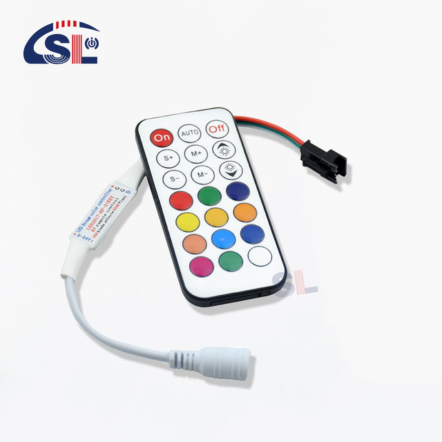 WS2812B WS2811 RGB Controller 21Keys RF Remote Control for LED Pixels Light Strip Mini 3PIN 5V-24V DC/USB Dimmers
