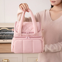 Sac isotherme en tissu Oxford à double couche avec doublure PEVA, style coréen matelassé, boîte à lunch pour femmes, haute qualité